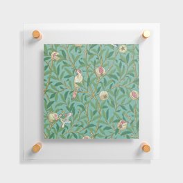 William Morris Bird & Pomegranate Turquoise and Coral Floating Acrylic Print