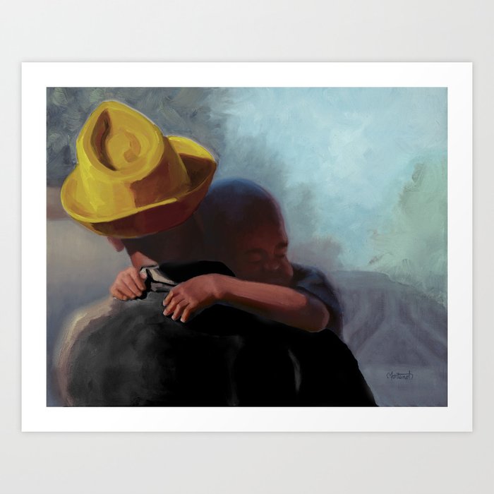 Little Hands Digital Edit Black Gold Art Print By Christinefontenotfineart