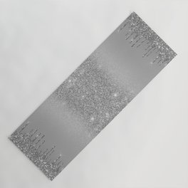 Dripping Silver Glitter  Yoga Mat
