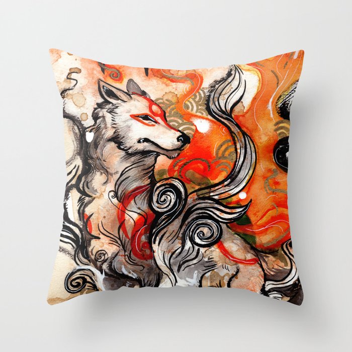 okami amaterasu throw pillow by rubisfirenos society6