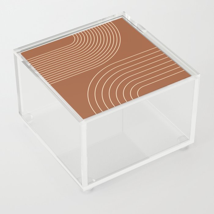 Geometric Lines Pattern 3 in Terracotta Beige (Rainbow Abstract) Acrylic Box