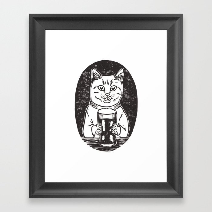 Thirsty Cat Framed Art Print