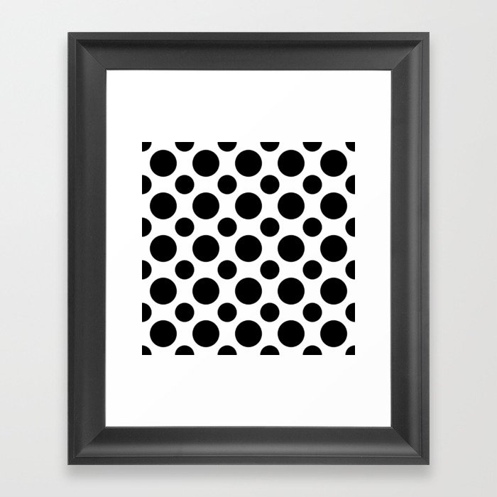 Polka Dot Black and White Framed Art Print