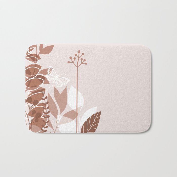Botanicals and Butterfly Graphic Design 2 Sherwin Williams Cavern Clay SW7701 Bath Mat