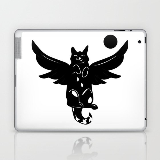Catuceus - Black flying cat Laptop & iPad Skin
