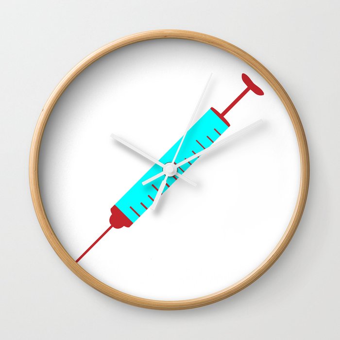Simple Cartoon Style Hypodermic Needle Wall Clock By Homestead Society6