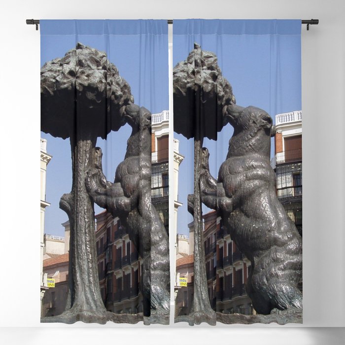 Spain Photography - The Bear And The Strawberry Tree Sculpture  Blackout Curtain