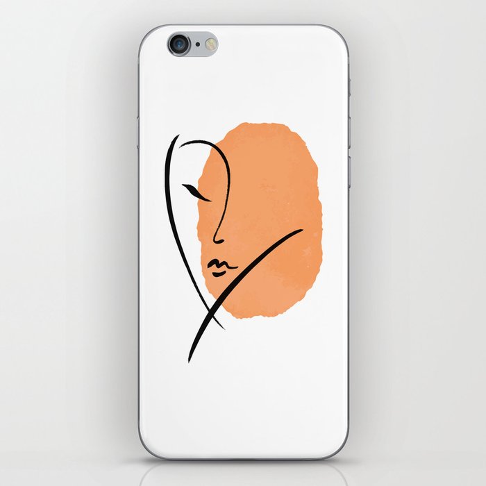 Minimalist abstract woman face shape watercolor art iPhone Skin