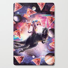 Thug Space Cat On Dinosaur Unicorn - Pizza Cutting Board