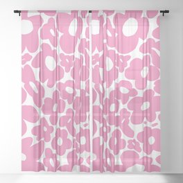 60s 70s Hippy Flowers Pink Sheer Curtain
