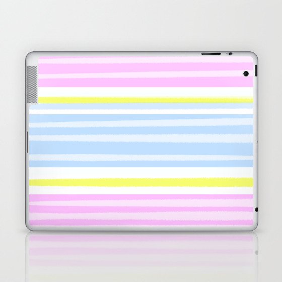 Hunter Jumper Retro Spring Stripes Sky Blue Laptop & iPad Skin