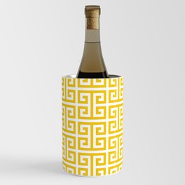 Large Gold and White Greek Key Pattern Wine Chiller