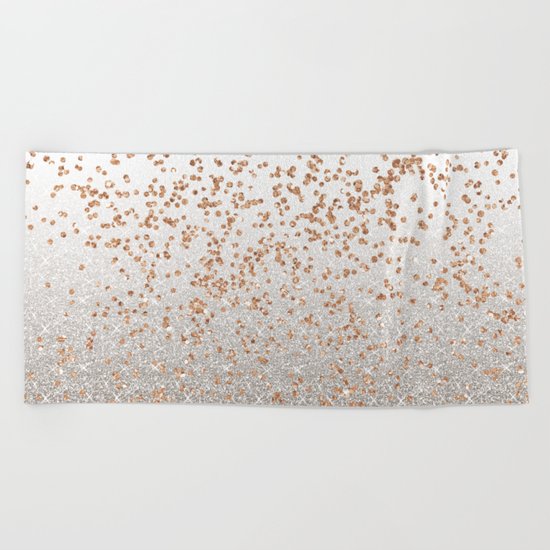 Glitter sparkle mix - rose gold & silver Beach Towel