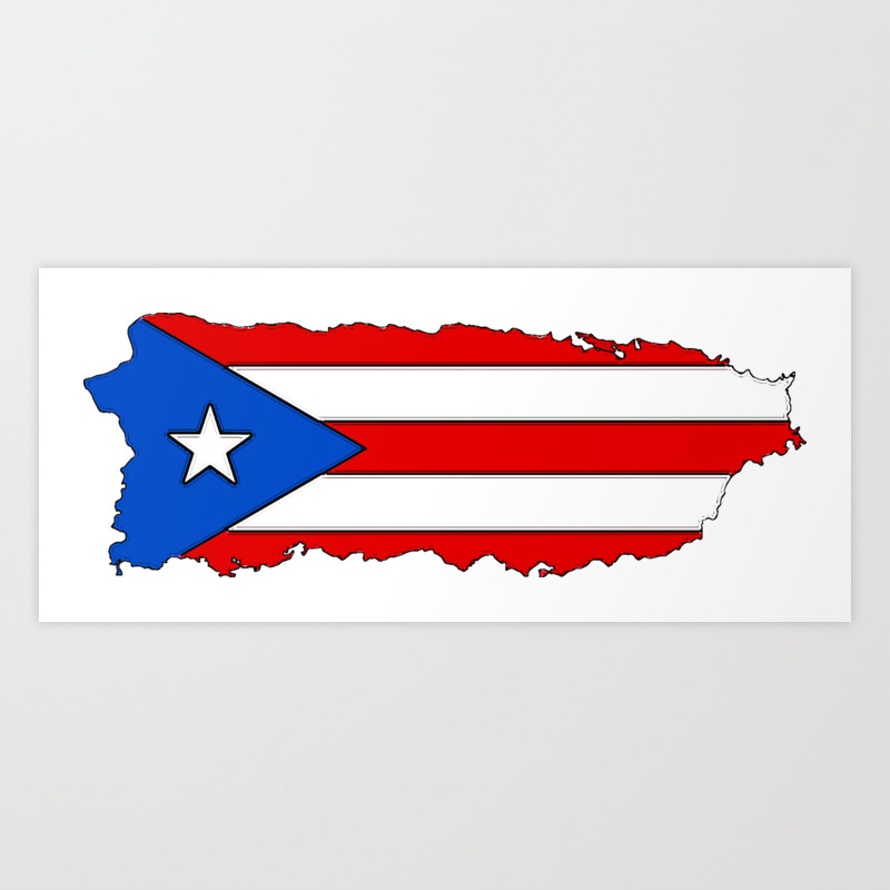 Puerto Rico Map With Puerto Rican Flag Art Print By Havocgirl Society6