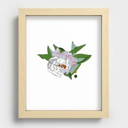 Peony with ant friend Recessed Framed Print