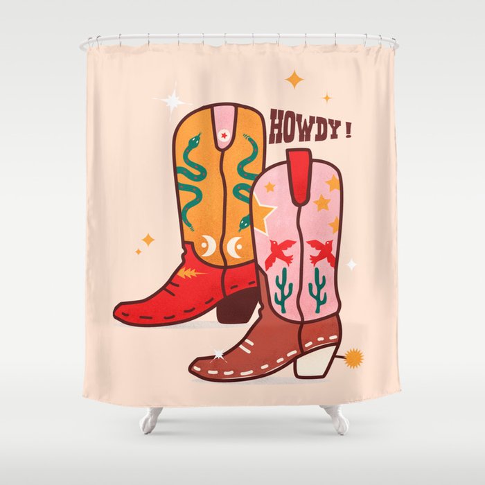 Howdy! Cowboy Boots Shower Curtain