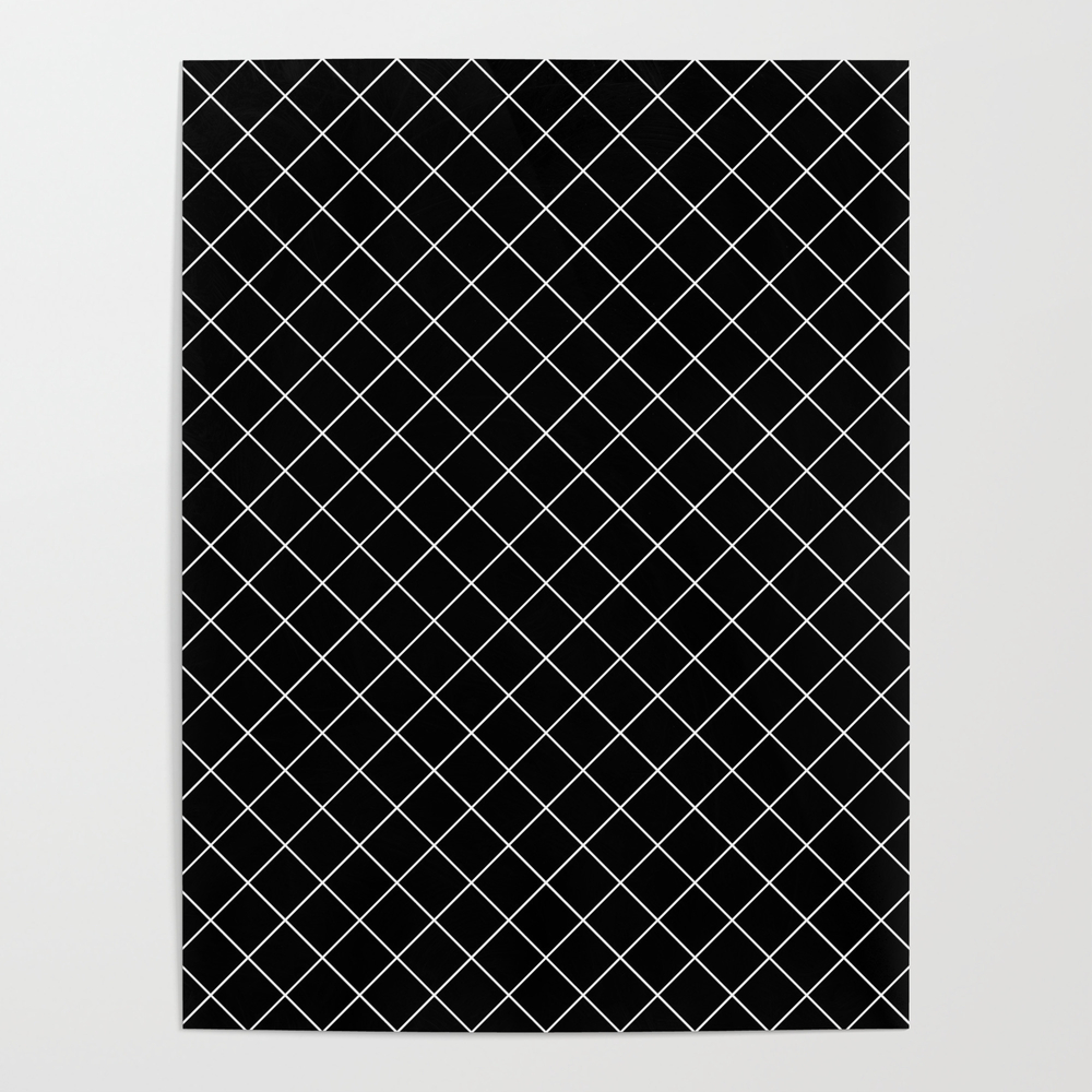 Diamond Grid Lines Black White #13 Poster by beautifulhomes