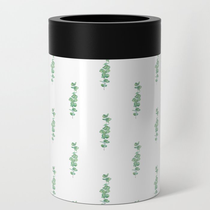 Eucalyptus plants leaves branches flowers Watercolor  Can Cooler
