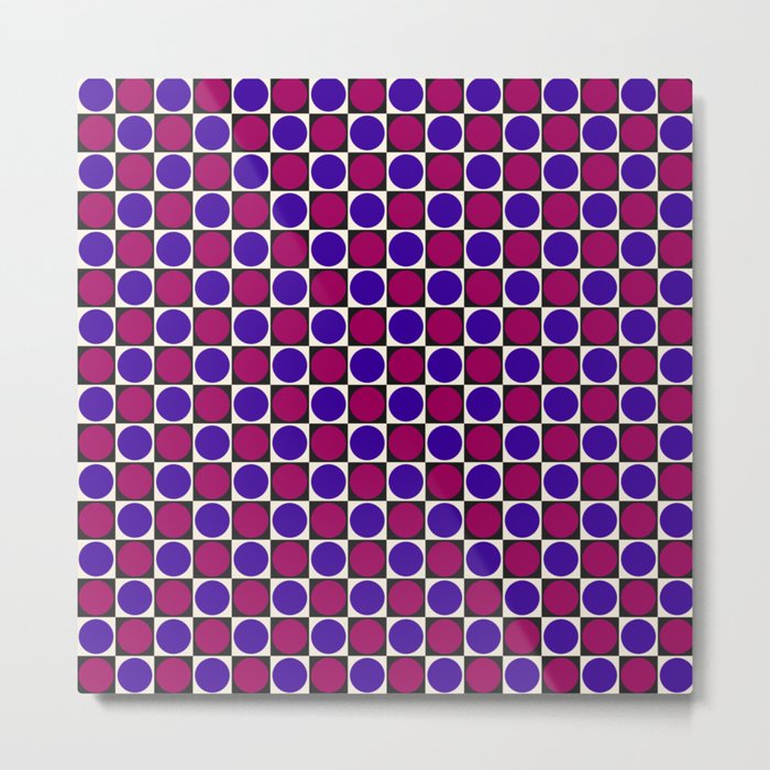 Colorful Dotted Checkered Retro Polka Dot Checkerboard Checked Dots Pattern Metal Print