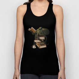Well-Read Octopus Unisex Tanktop | Painting, Animal, Illustration, Digital, Realism, Curated, Funny 