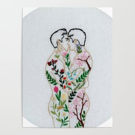 Embroidery art "Spring" printed / Gay art Poster