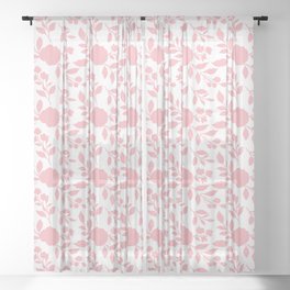 Pink and White Floral Sheer Curtain