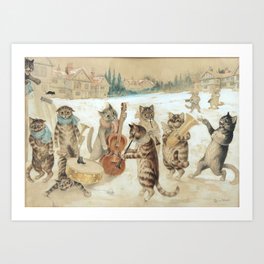 'Carol Singing Cats' Funny Vintage Christmas Louis Wain Art Print