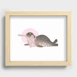 Seal with knife Recessed Framed Print