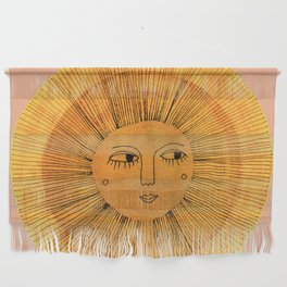 Sun Drawing Gold and Pink Wall Hanging
