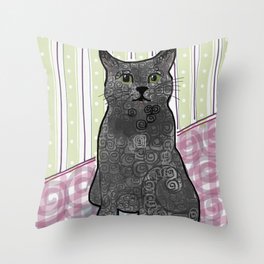 RussianBlueDoodle Throw Pillow