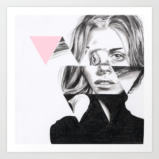 Triangles #1 pale pink Art Print