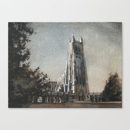 Watercolor painting of Chapel on University campus- Durham, North Carolina (USA). Canvas Print