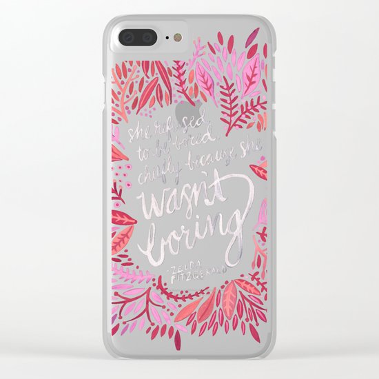 Zelda Fitzgerald – Pink on Charcoal Clear iPhone Case