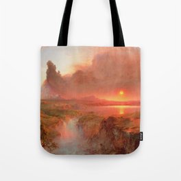 Ecuadorian Andes at Sunset, Cotopaxi volcano plains landscape painting by Frederic Edwin Church Tote Bag