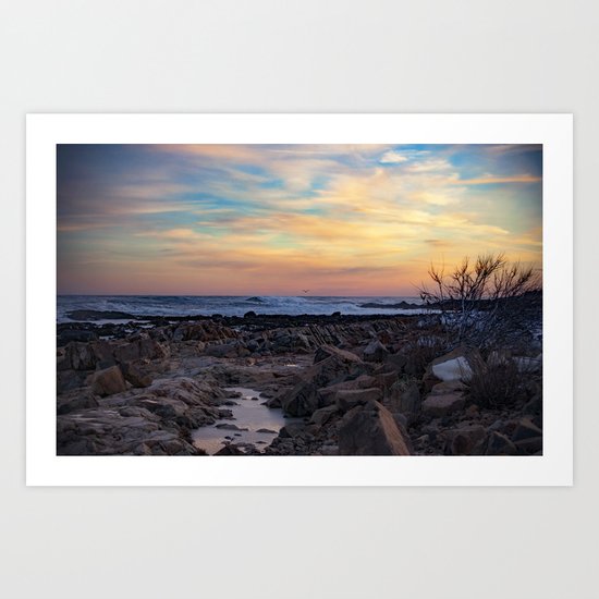 Winter Sunset at Bassrocks Art Print