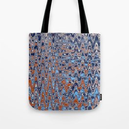 Blue And Red Distorted Abstract Tote Bag