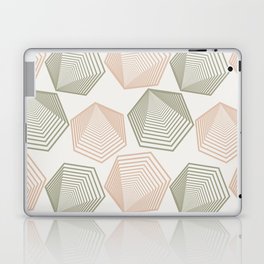 Mid Century Modern Hexagonal Shapes Pattern - Green and Orange Laptop Skin