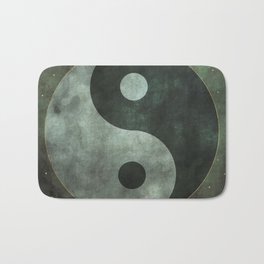 Yin and Yang Symbol Grunge Dark Gray-Green Bath Mat