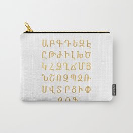 ARMENIAN ALPHABET - Gold and White Carry-All Pouch