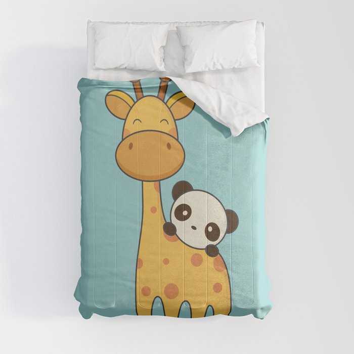 Cute and Kawaii Giraffe and Panda Comforter
