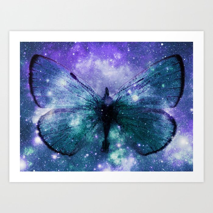 Celestial Butterfly Violet Turquoise Teal Art Print