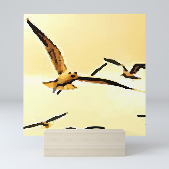 Birds flying in the sky, 2, bird, birds, seagull, seagulls, swan, waterfowl, swan, sky, freedom, summer, spring, Mini Art Print