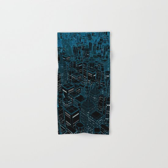 Night light city / Lineart city in blue Hand & Bath Towel