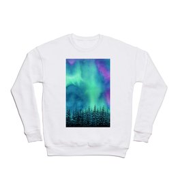 "Wilderness Lights" Aurora Borealis watercolor landscape painting Crewneck Sweatshirt