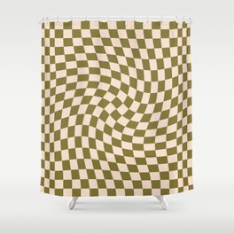 Check VI - Green Twist — Checkerboard Print Shower Curtain