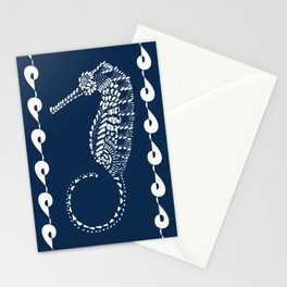 Seahorse Dark Blue Stationery Card
