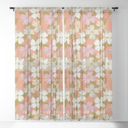 orange peach pink floral aesthetic dogwood symbolize rebirth and hope Sheer Curtain