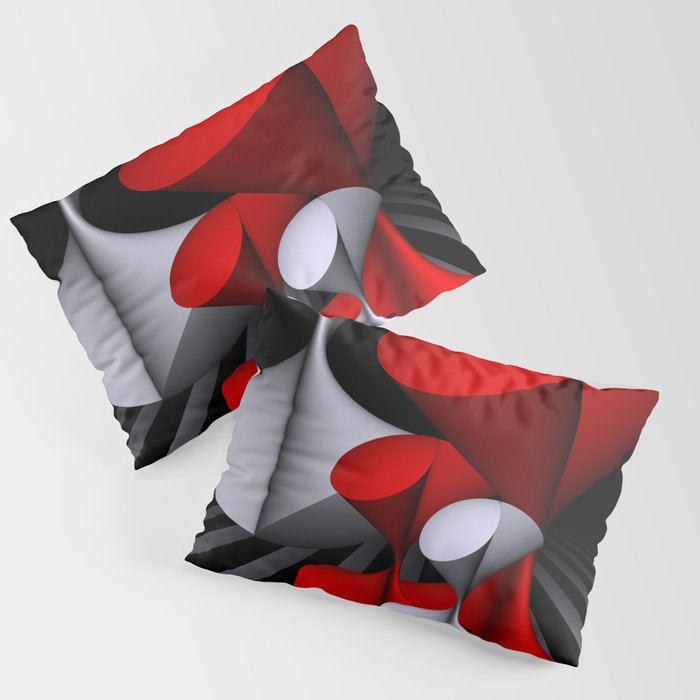 3D in red, white and black -11- Pillow Sham