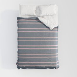 [ Thumbnail: Slate Gray, Pink, and Dark Grey Colored Lines Pattern Comforter ]