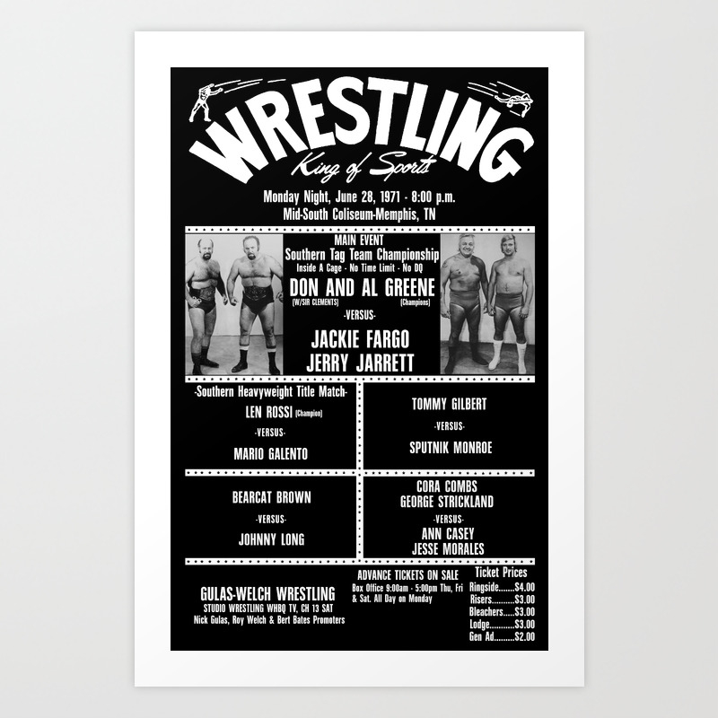 14 B Memphis Wrestling Window Card Art Print By Markjames Society6